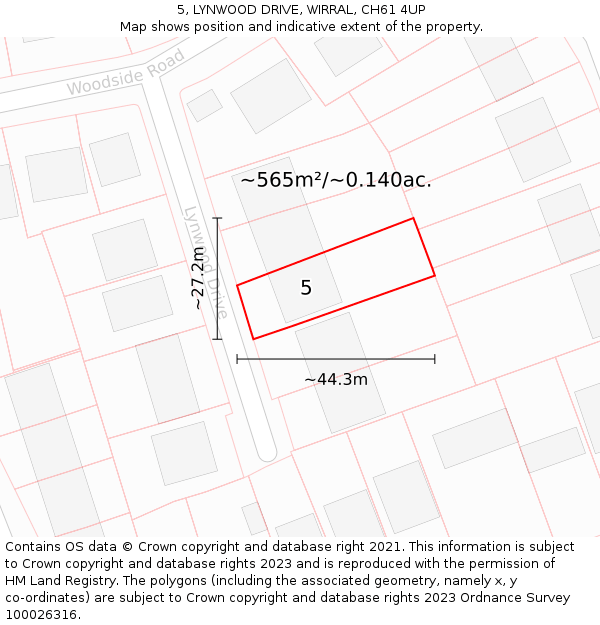 5, LYNWOOD DRIVE, WIRRAL, CH61 4UP: Plot and title map