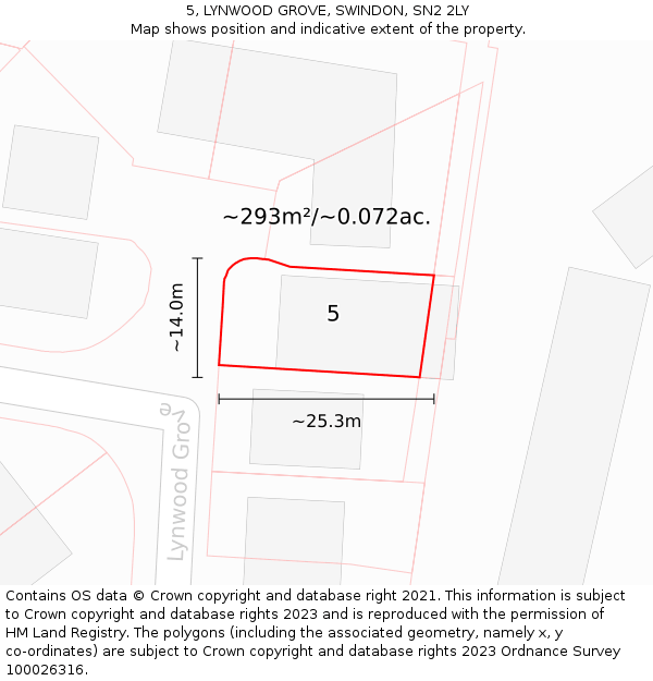 5, LYNWOOD GROVE, SWINDON, SN2 2LY: Plot and title map