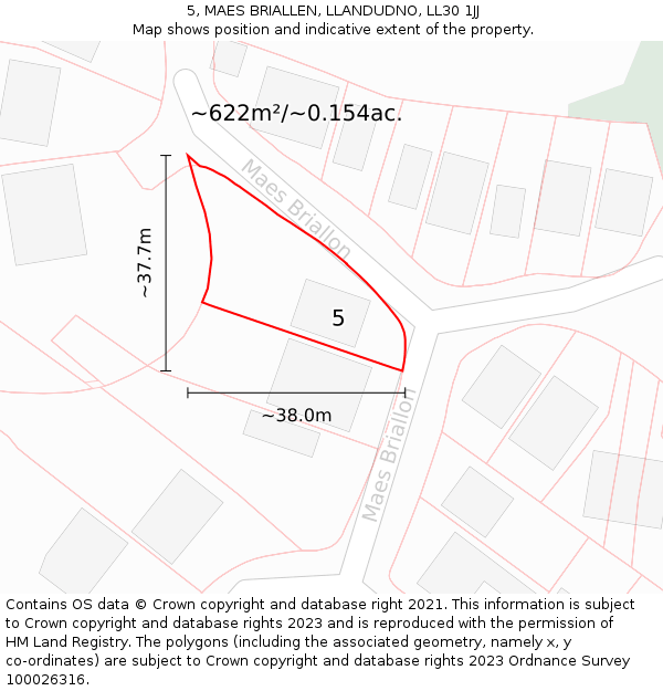 5, MAES BRIALLEN, LLANDUDNO, LL30 1JJ: Plot and title map