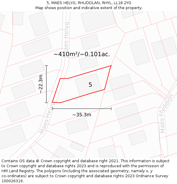 5, MAES HELYG, RHUDDLAN, RHYL, LL18 2YG: Plot and title map