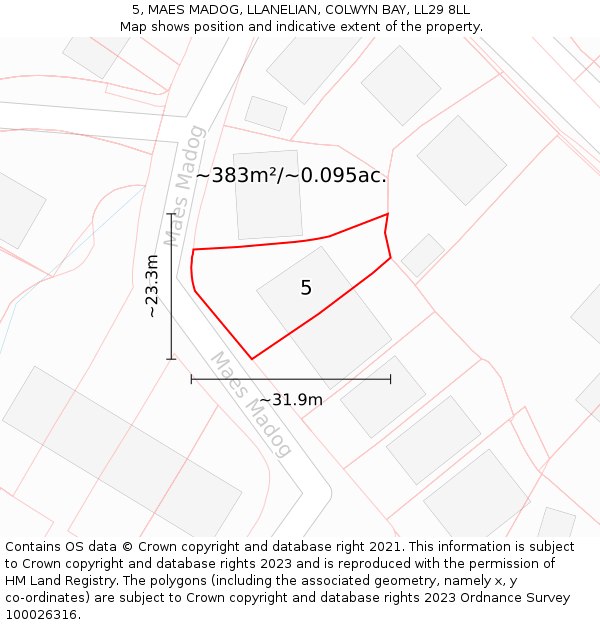 5, MAES MADOG, LLANELIAN, COLWYN BAY, LL29 8LL: Plot and title map