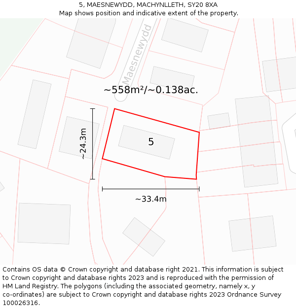 5, MAESNEWYDD, MACHYNLLETH, SY20 8XA: Plot and title map