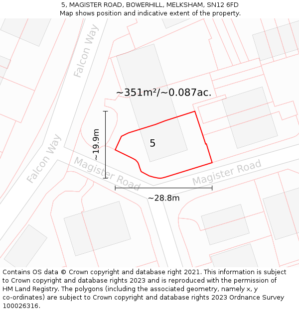 5, MAGISTER ROAD, BOWERHILL, MELKSHAM, SN12 6FD: Plot and title map