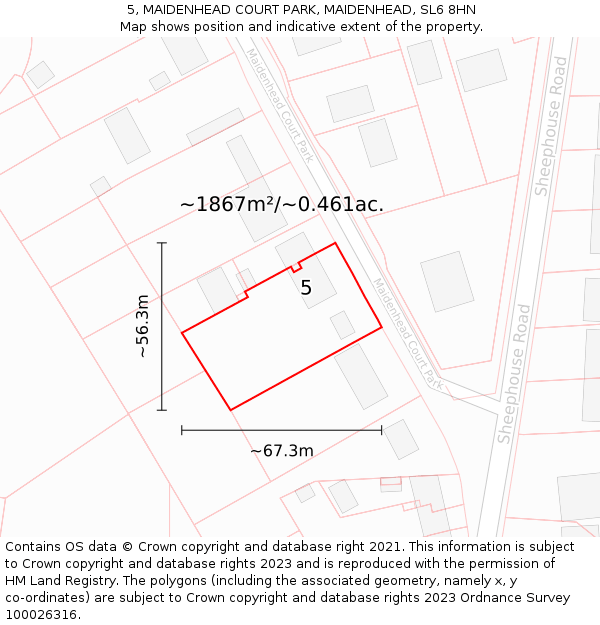 5, MAIDENHEAD COURT PARK, MAIDENHEAD, SL6 8HN: Plot and title map