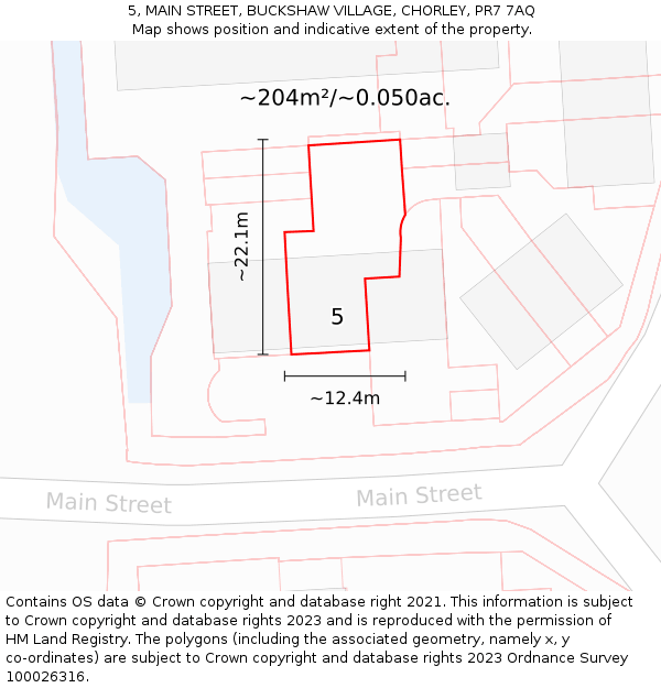 5, MAIN STREET, BUCKSHAW VILLAGE, CHORLEY, PR7 7AQ: Plot and title map