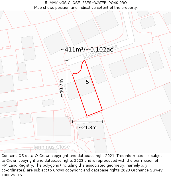 5, MAKINGS CLOSE, FRESHWATER, PO40 9RQ: Plot and title map