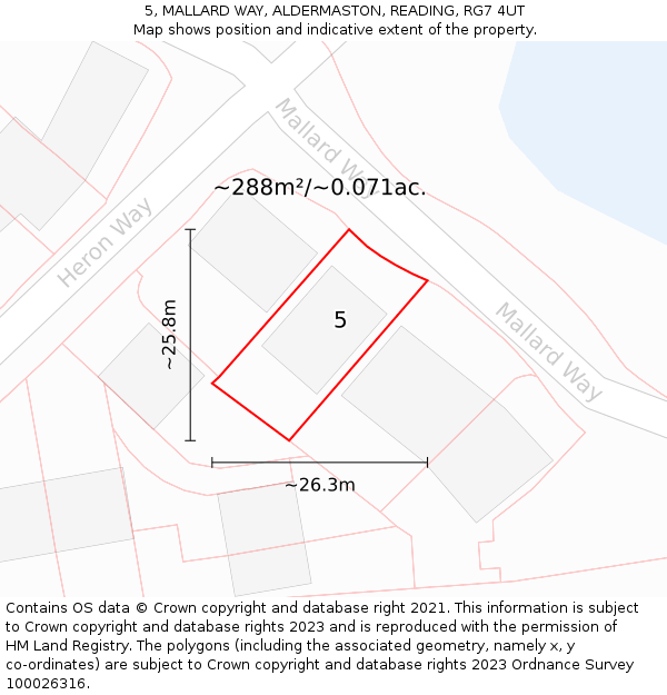 5, MALLARD WAY, ALDERMASTON, READING, RG7 4UT: Plot and title map