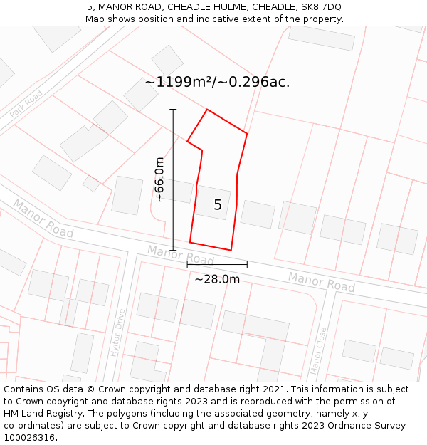 5, MANOR ROAD, CHEADLE HULME, CHEADLE, SK8 7DQ: Plot and title map