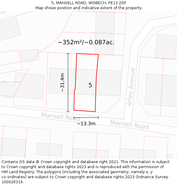 5, MANSELL ROAD, WISBECH, PE13 2SP: Plot and title map