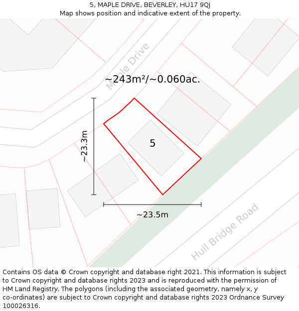 5, MAPLE DRIVE, BEVERLEY, HU17 9QJ: Plot and title map