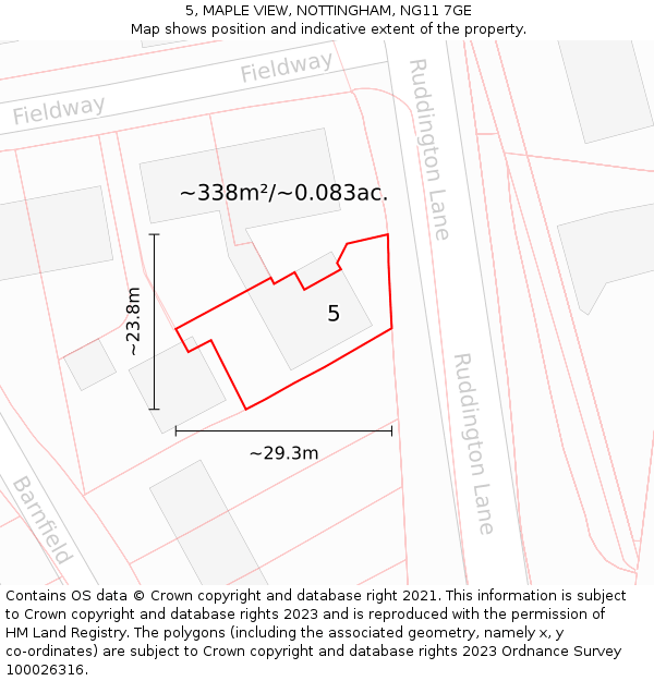 5, MAPLE VIEW, NOTTINGHAM, NG11 7GE: Plot and title map