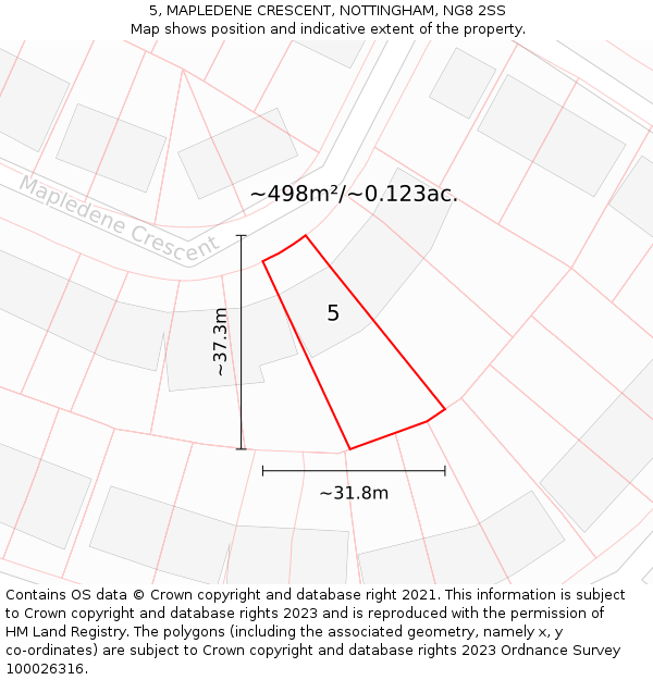 5, MAPLEDENE CRESCENT, NOTTINGHAM, NG8 2SS: Plot and title map