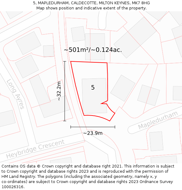 5, MAPLEDURHAM, CALDECOTTE, MILTON KEYNES, MK7 8HG: Plot and title map