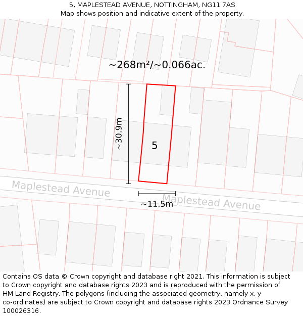 5, MAPLESTEAD AVENUE, NOTTINGHAM, NG11 7AS: Plot and title map