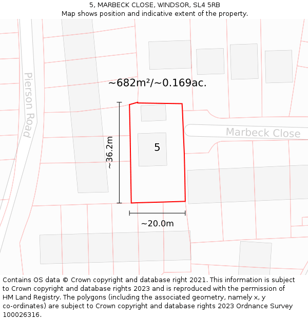 5, MARBECK CLOSE, WINDSOR, SL4 5RB: Plot and title map