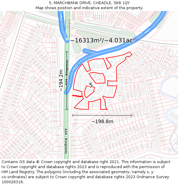 5, MARCHBANK DRIVE, CHEADLE, SK8 1QY: Plot and title map