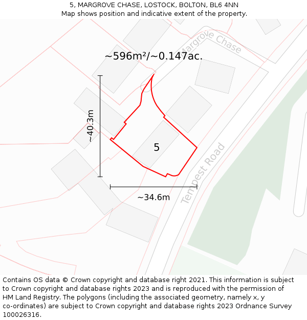 5, MARGROVE CHASE, LOSTOCK, BOLTON, BL6 4NN: Plot and title map