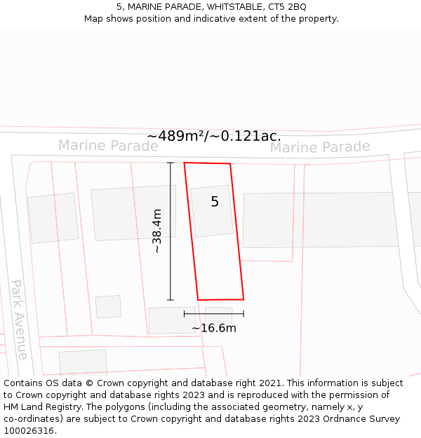 5, MARINE PARADE, WHITSTABLE, CT5 2BQ: Plot and title map