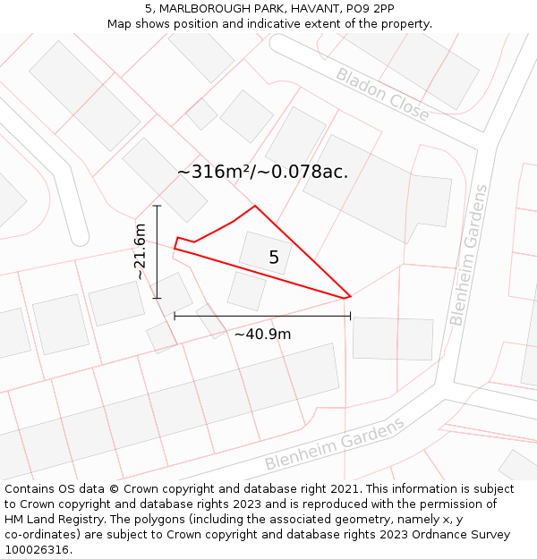 5, MARLBOROUGH PARK, HAVANT, PO9 2PP: Plot and title map