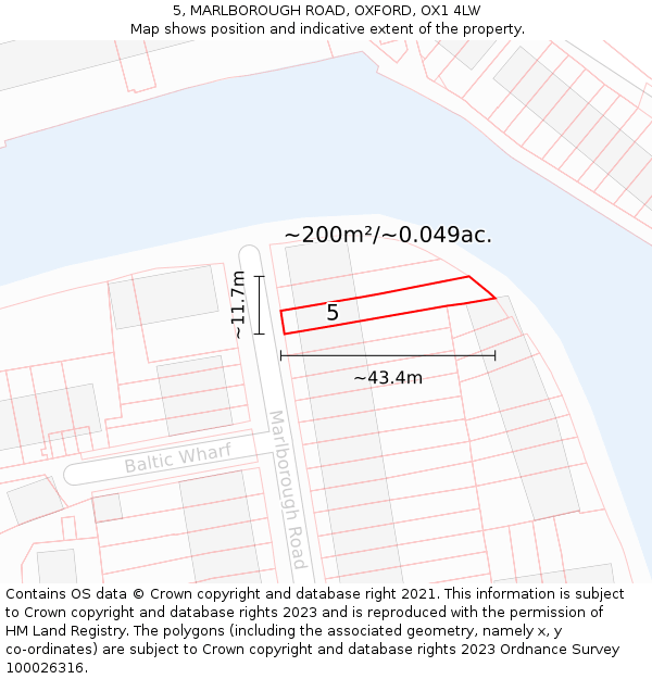 5, MARLBOROUGH ROAD, OXFORD, OX1 4LW: Plot and title map