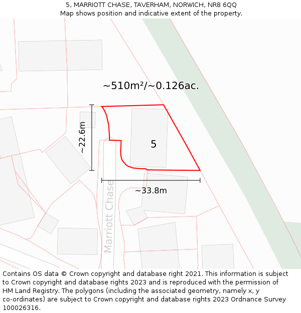 5, MARRIOTT CHASE, TAVERHAM, NORWICH, NR8 6QQ: Plot and title map