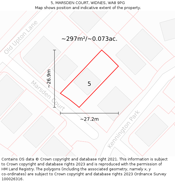 5, MARSDEN COURT, WIDNES, WA8 9PG: Plot and title map