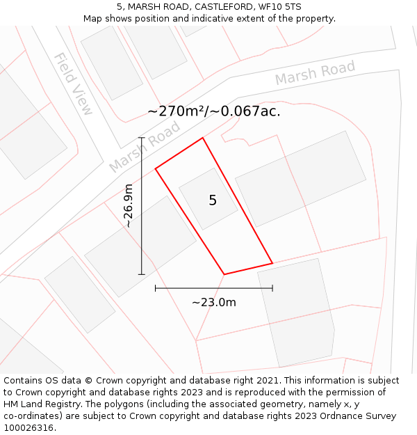 5, MARSH ROAD, CASTLEFORD, WF10 5TS: Plot and title map