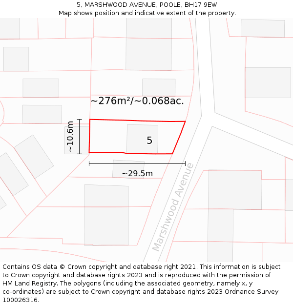 5, MARSHWOOD AVENUE, POOLE, BH17 9EW: Plot and title map