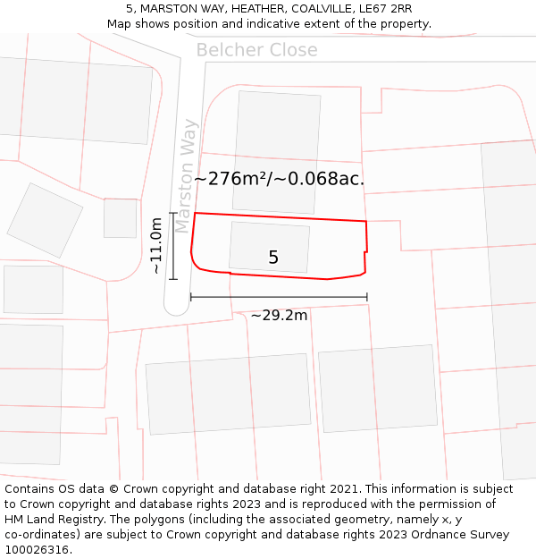 5, MARSTON WAY, HEATHER, COALVILLE, LE67 2RR: Plot and title map