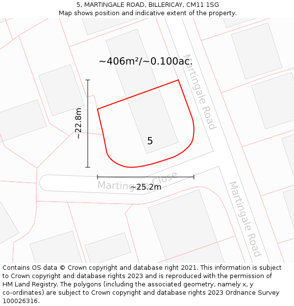 5, MARTINGALE ROAD, BILLERICAY, CM11 1SG: Plot and title map