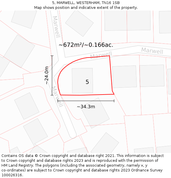 5, MARWELL, WESTERHAM, TN16 1SB: Plot and title map