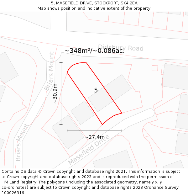 5, MASEFIELD DRIVE, STOCKPORT, SK4 2EA: Plot and title map