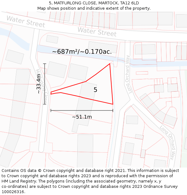 5, MATFURLONG CLOSE, MARTOCK, TA12 6LD: Plot and title map