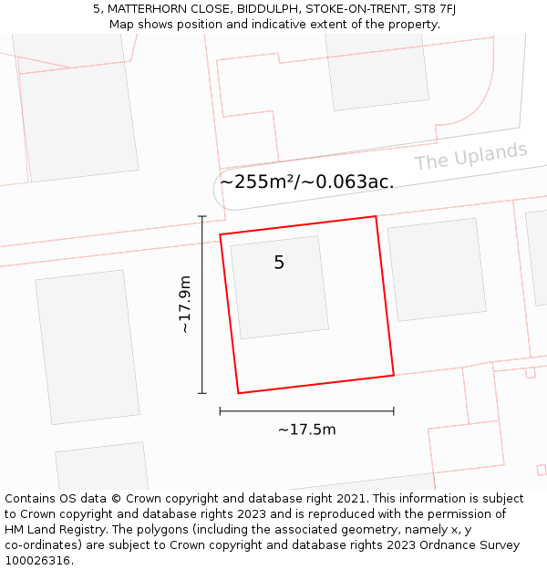 5, MATTERHORN CLOSE, BIDDULPH, STOKE-ON-TRENT, ST8 7FJ: Plot and title map