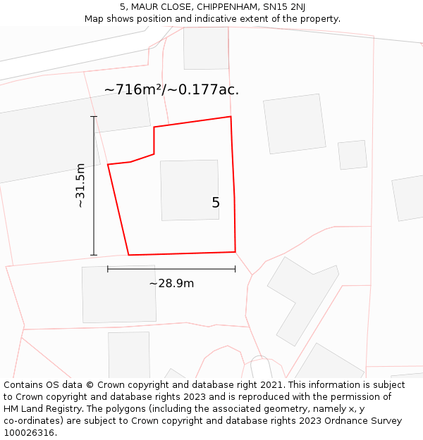 5, MAUR CLOSE, CHIPPENHAM, SN15 2NJ: Plot and title map