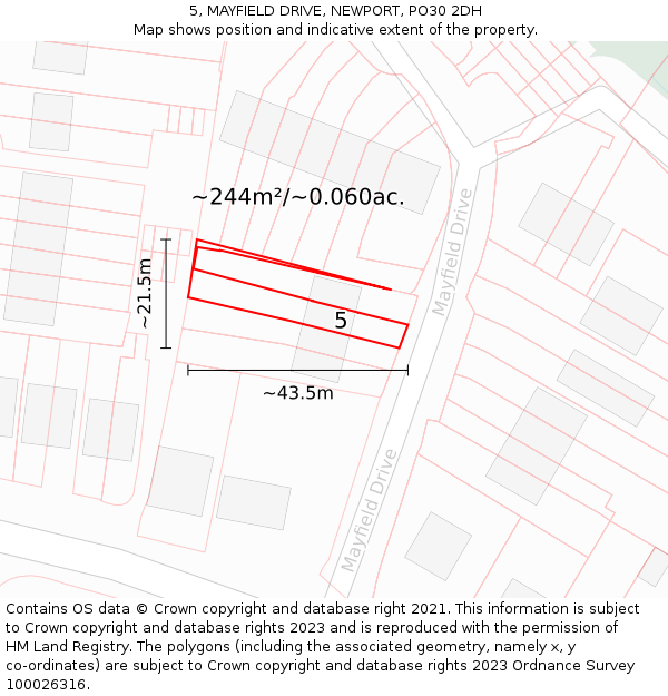 5, MAYFIELD DRIVE, NEWPORT, PO30 2DH: Plot and title map