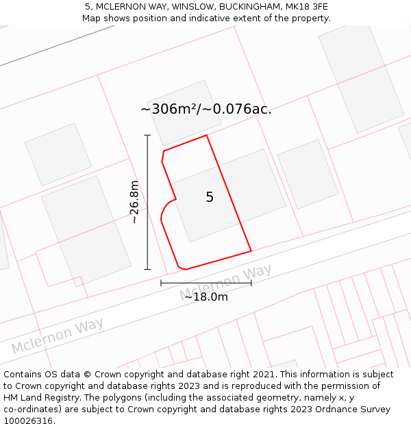 5, MCLERNON WAY, WINSLOW, BUCKINGHAM, MK18 3FE: Plot and title map