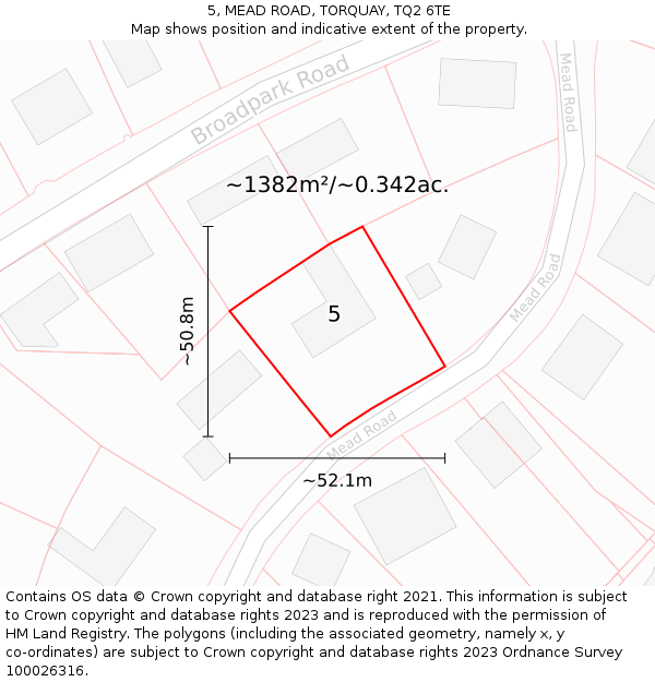 5, MEAD ROAD, TORQUAY, TQ2 6TE: Plot and title map