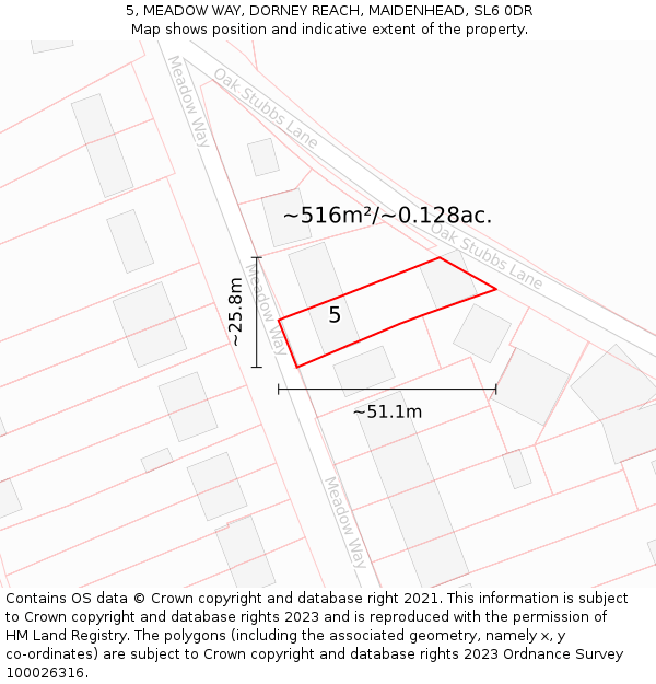 5, MEADOW WAY, DORNEY REACH, MAIDENHEAD, SL6 0DR: Plot and title map