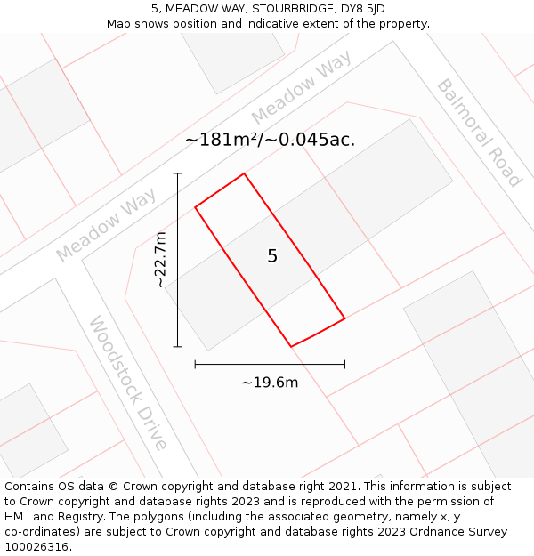 5, MEADOW WAY, STOURBRIDGE, DY8 5JD: Plot and title map