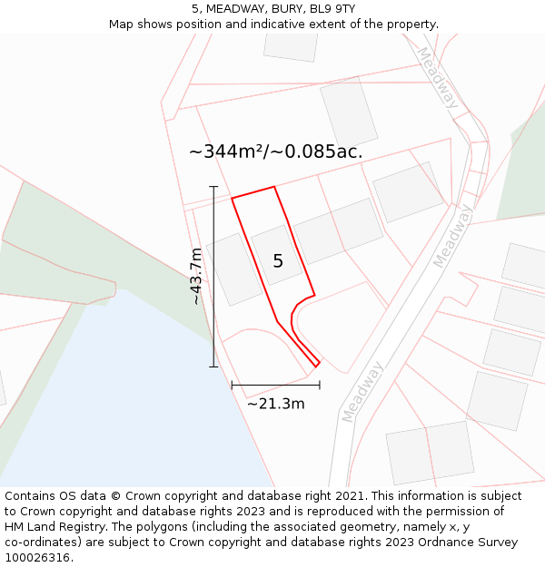 5, MEADWAY, BURY, BL9 9TY: Plot and title map