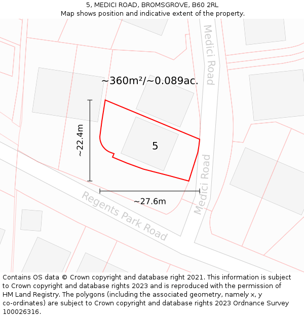 5, MEDICI ROAD, BROMSGROVE, B60 2RL: Plot and title map