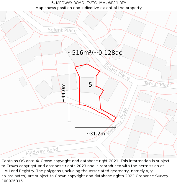 5, MEDWAY ROAD, EVESHAM, WR11 3FA: Plot and title map