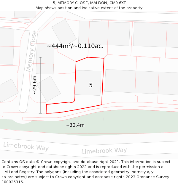 5, MEMORY CLOSE, MALDON, CM9 6XT: Plot and title map