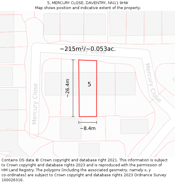 5, MERCURY CLOSE, DAVENTRY, NN11 9HW: Plot and title map