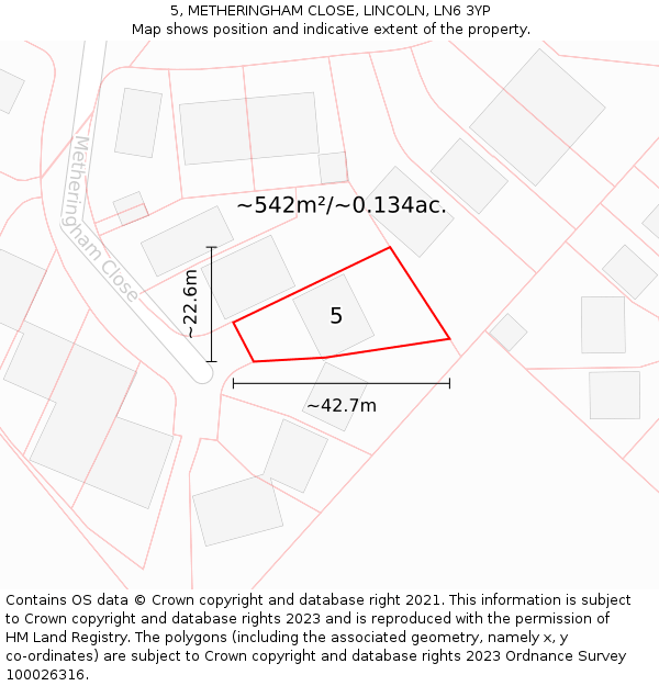 5, METHERINGHAM CLOSE, LINCOLN, LN6 3YP: Plot and title map