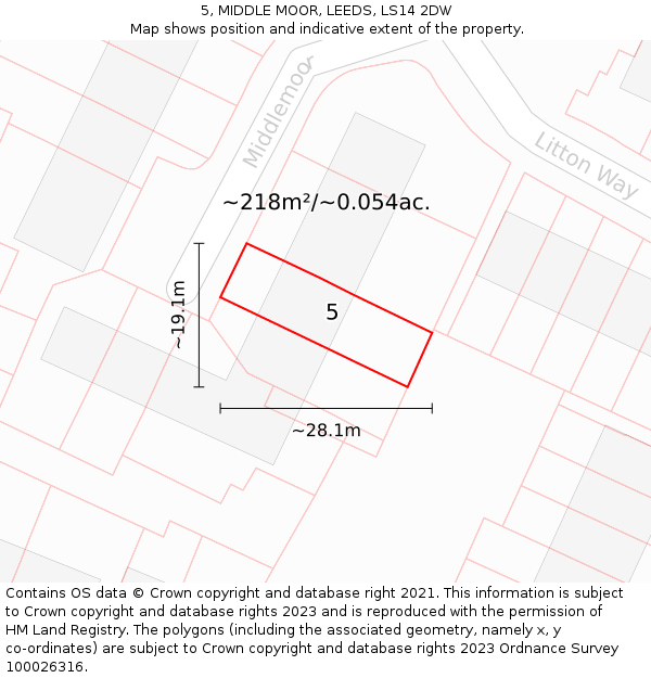 5, MIDDLE MOOR, LEEDS, LS14 2DW: Plot and title map