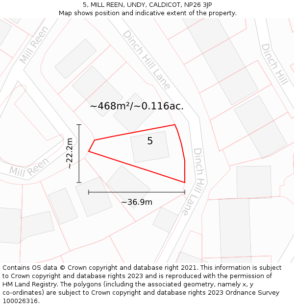 5, MILL REEN, UNDY, CALDICOT, NP26 3JP: Plot and title map