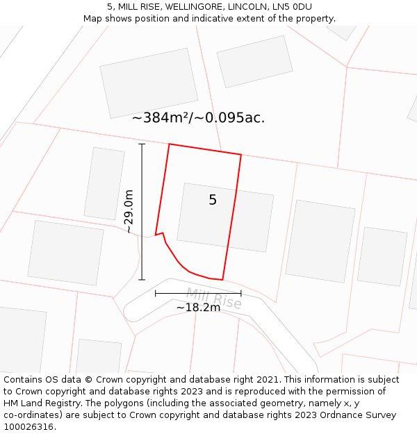 5, MILL RISE, WELLINGORE, LINCOLN, LN5 0DU: Plot and title map