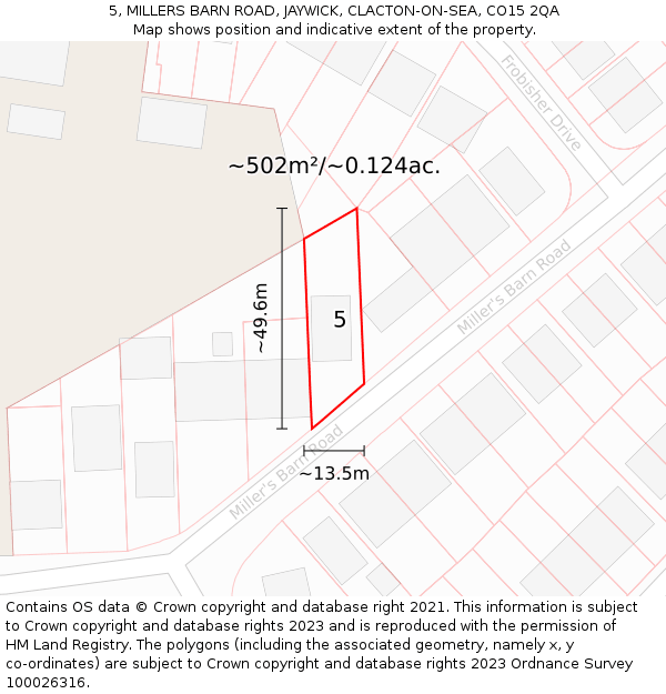 5, MILLERS BARN ROAD, JAYWICK, CLACTON-ON-SEA, CO15 2QA: Plot and title map